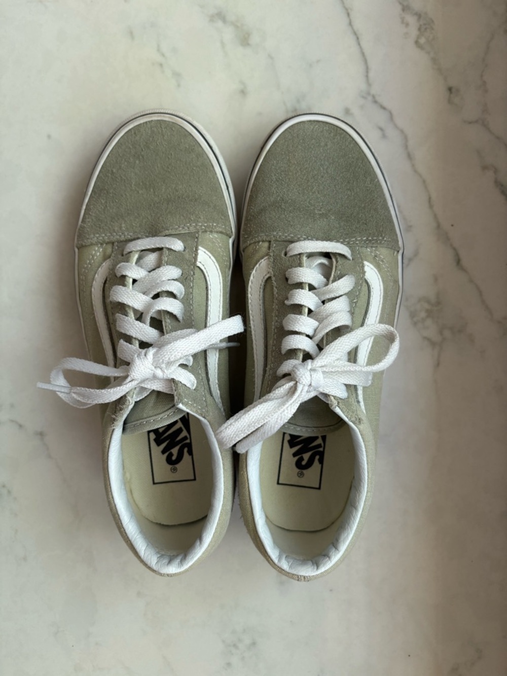 Vans Women’s Old Skool Sneakers in Sage Green with White Stripe